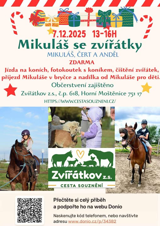 Mikuláš se zvířátky v Horní Moštěnici – kouzelná neděle plná radosti a pomoci zvířátkům